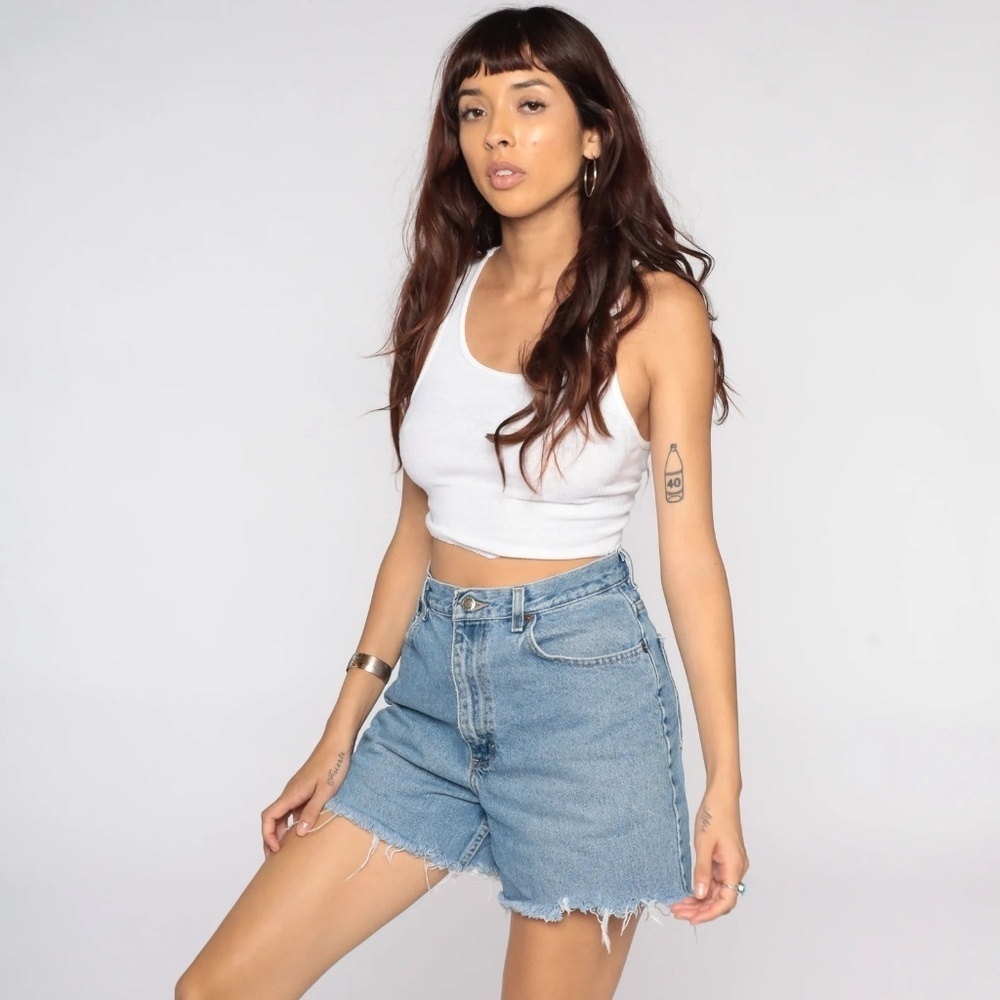 Vintage 90's Route 66 Distressed Frayed Highwaisted  Denim Jean Shorts 32